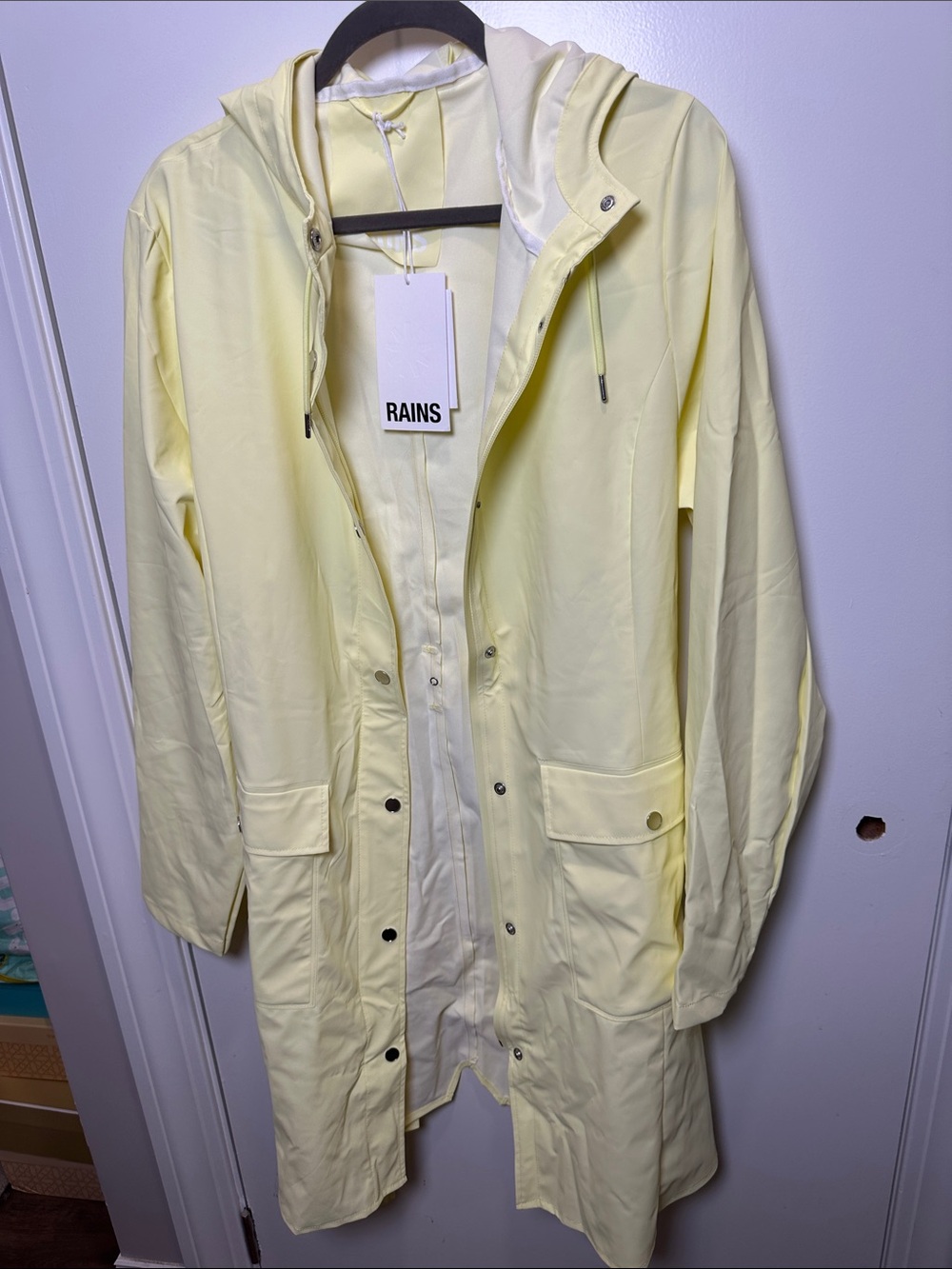 Rains Light Yellow Hooded Trench Coat (003)